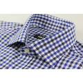 Autumn Long Sleeved Men Blue Plaid Shirt